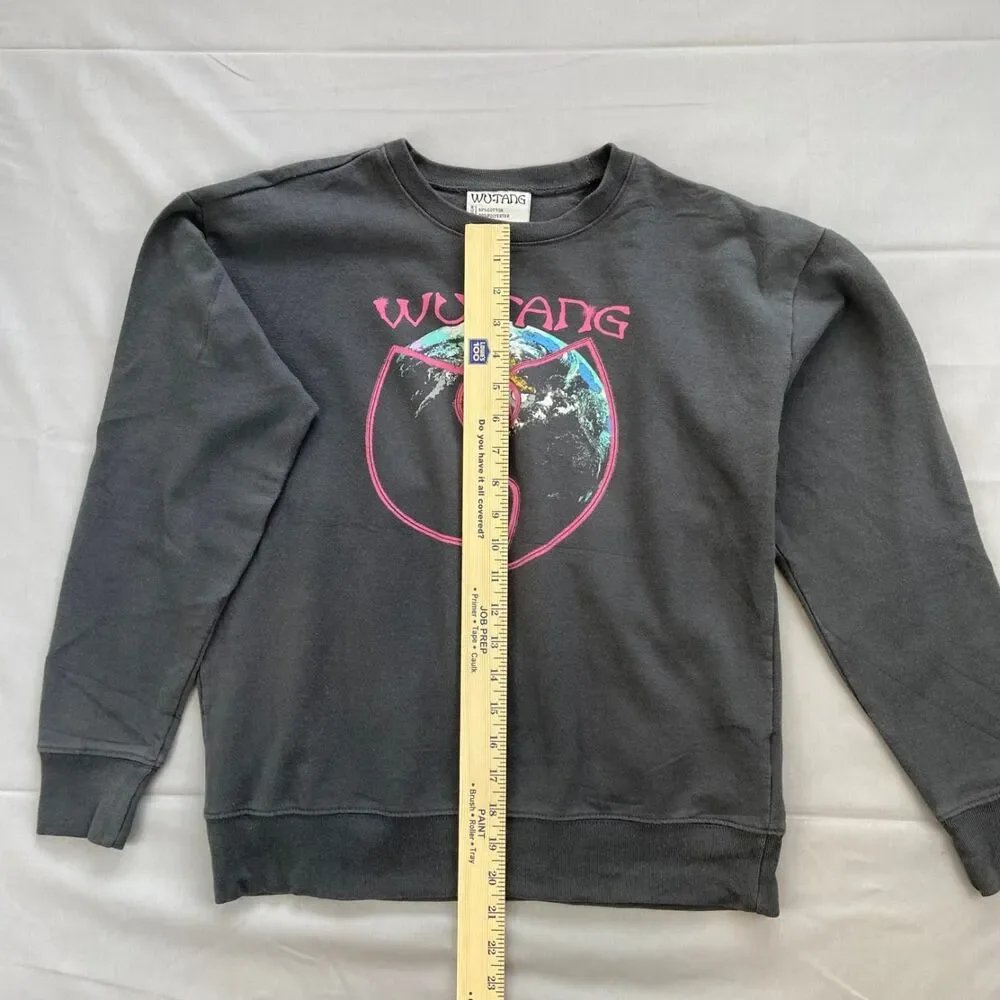 Wu-tang Xs Charcoal Gray Sweatshirt Earth Graphic Cotton Blend Pullover 60 40